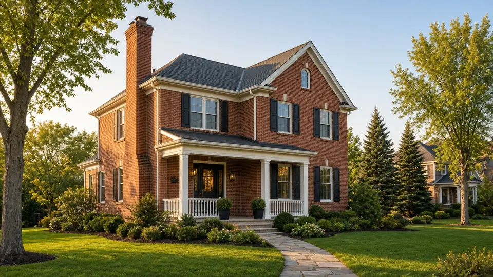 Brick home with a masonry chimney